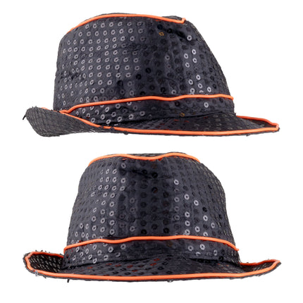 Funny Fashion Glitterhoed pailleten met licht blauw