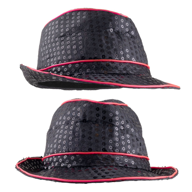 Funny Fashion Glitterhoed pailleten met licht blauw