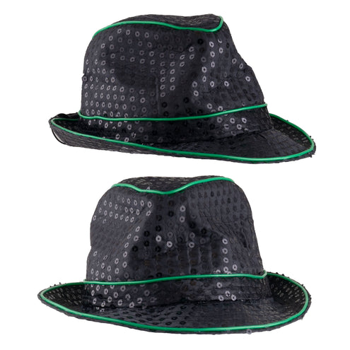 Funny Fashion Glitterhoed pailleten met licht groen