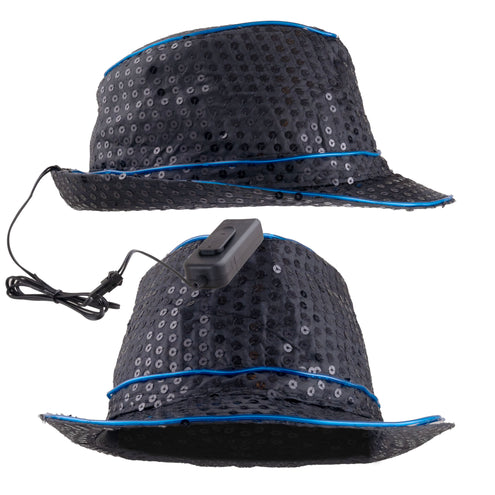 Funny Fashion Glitterhoed pailleten met licht oranje