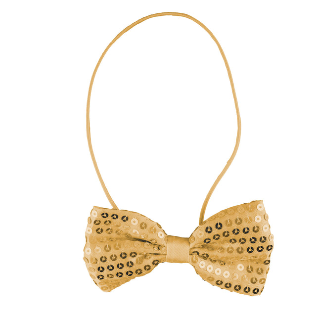 Funny Fashion Gouden disco glitter strik met pailletten