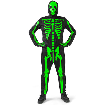 Funny Fashion Groen skelet pak met piemel