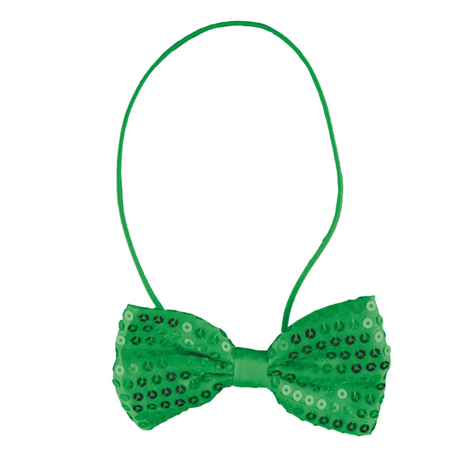 Funny Fashion Groene vlinderdas met pailletten