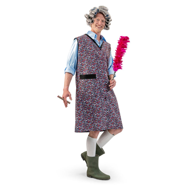 Funny Fashion Grootmoeder schort / Schoonmaakster schort met bloemen