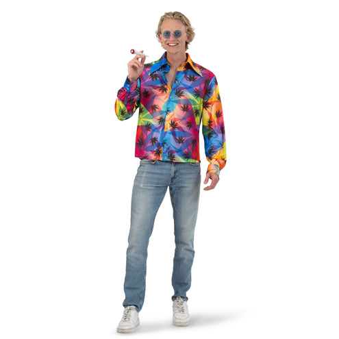 Funny Fashion Hippie shirt wiet bladeren heren