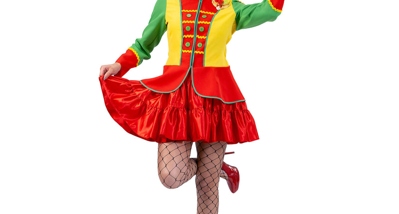 Funny Fashion Jas carnaval rood, geel groen dames