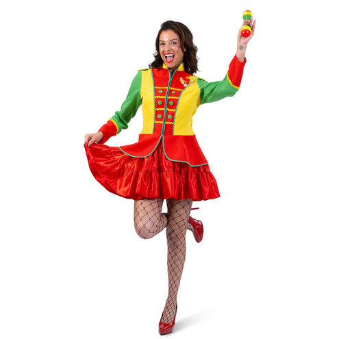 Funny Fashion Jas carnaval rood, geel groen dames