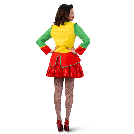 Funny Fashion Jas carnaval rood, geel groen dames