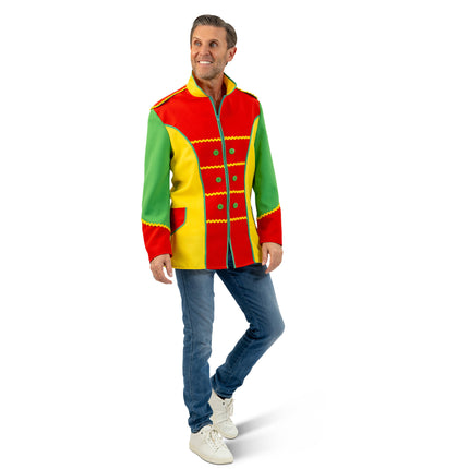Funny Fashion Jas carnaval rood, geel, groen heren