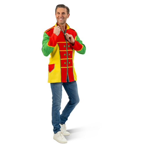 Funny Fashion Jas carnaval rood, geel, groen heren