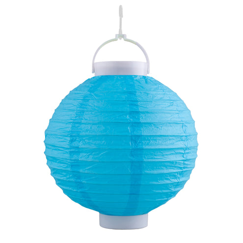 Funny Fashion Lampion papier blauw 20 cm met licht