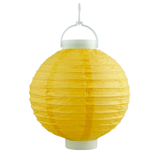 Funny Fashion Lampion papier geel 20cm met licht