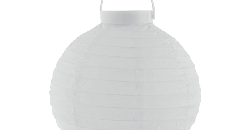 Funny Fashion Lampion papier wit 20 cm met licht