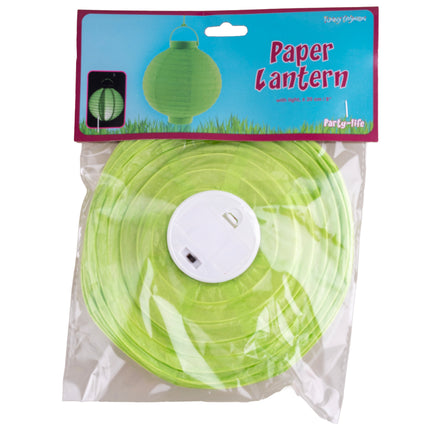 Funny Fashion Lampion van papier groen 20 cm met licht