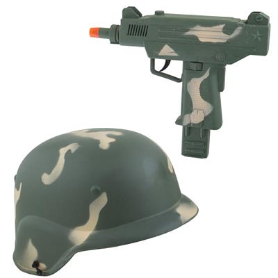 Funny Fashion Legerhelm met uzi voor kinderen