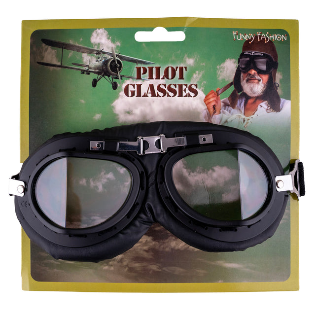 Funny Fashion Pilotenbril zwart retro vliegenier
