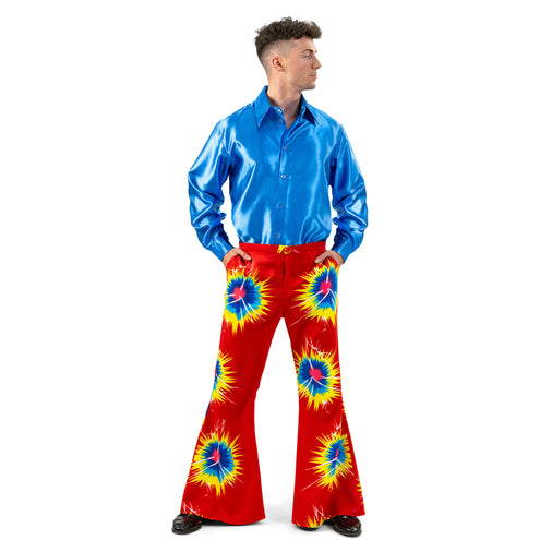 Funny Fashion Rode retro broek tie dye