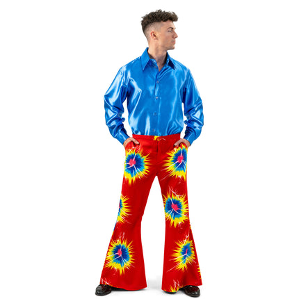 Funny Fashion Rode retro broek tie dye