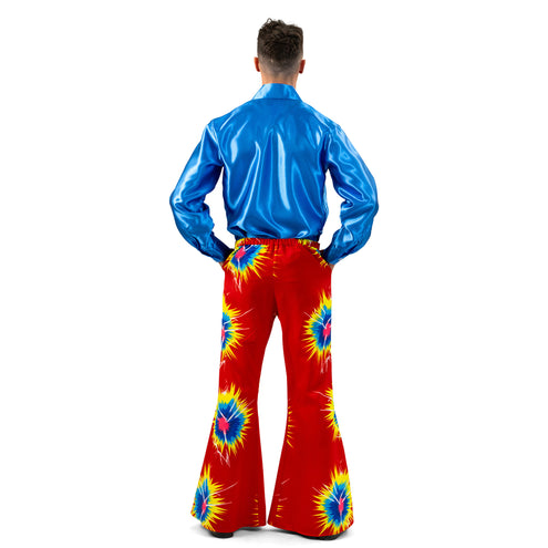 Funny Fashion Rode retro broek tie dye