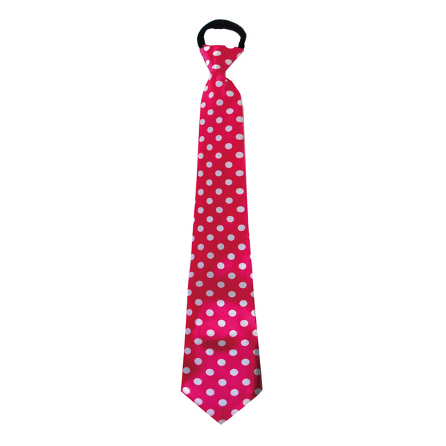 Funny Fashion Roze disco stropdas met witte stippen