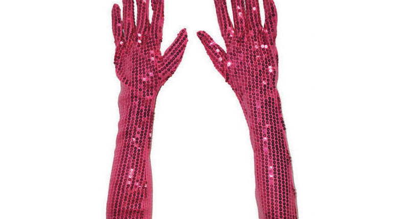 Funny Fashion Roze/ Fuchsia glitter handschoenen met pailletten 45cm