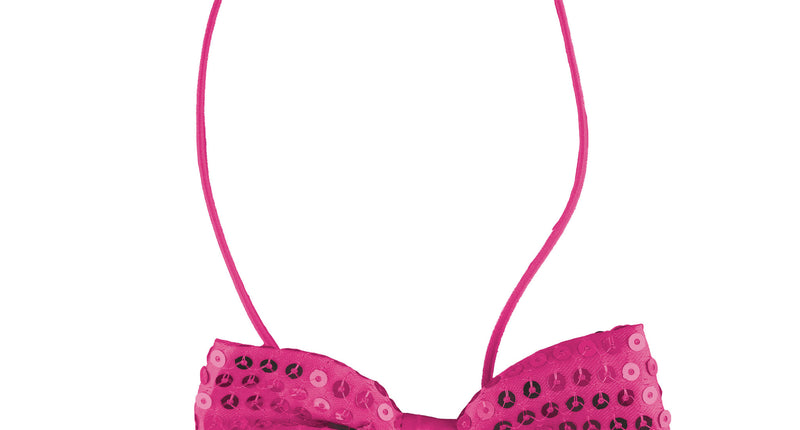 Funny Fashion Roze/Fuchsia glitter vlinderdas met pailletten