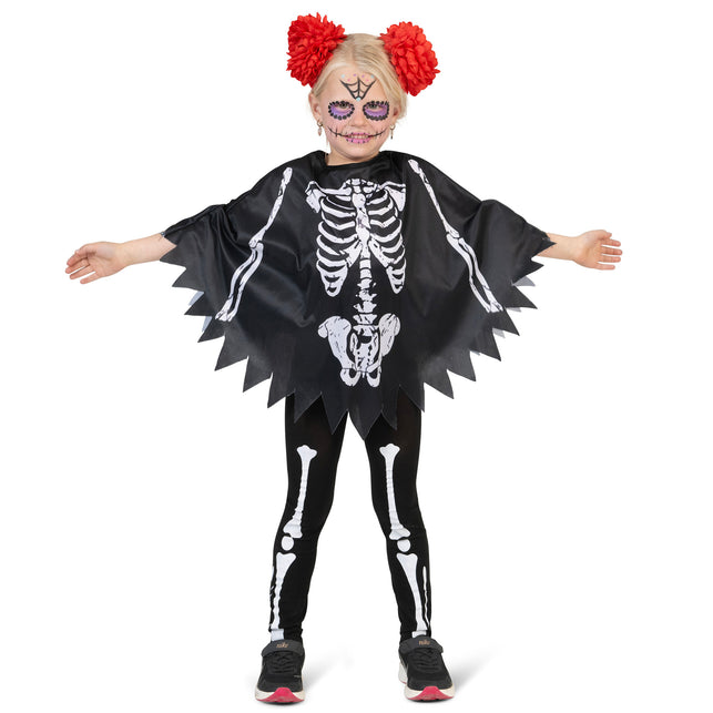 Funny Fashion Skelet poncho kinderen