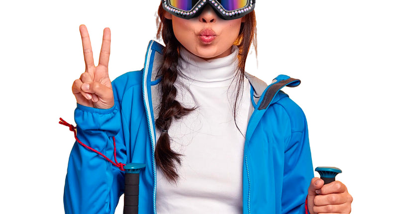 Funny Fashion Ski bril met strass steentjes diamant
