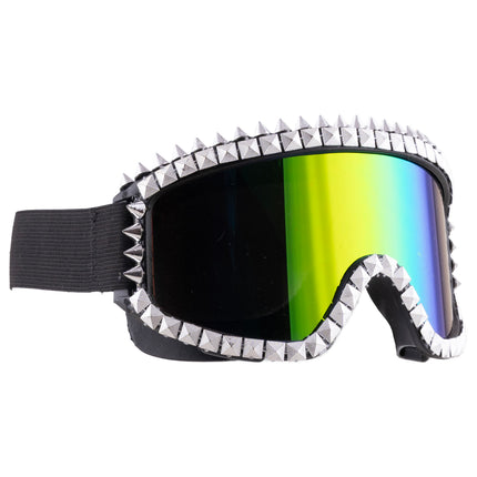 Funny Fashion Ski bril met strass steentjes Zilver