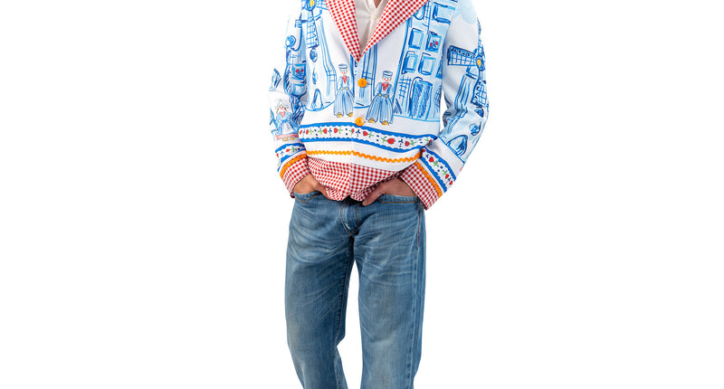 Funny Fashion Volendamse jas Delfts blauw heren