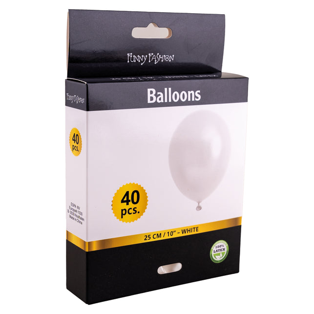 Funny Fashion Witte latex ballonnen 40st.