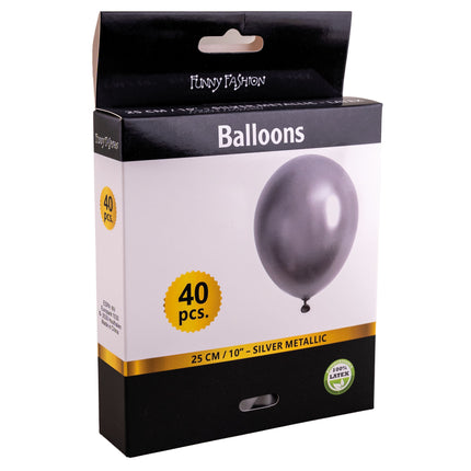 Funny Fashion Zilveren metallic ballonnen 40st