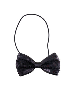 Funny Fashion Zwarte glitter vlinderdas met pailletten