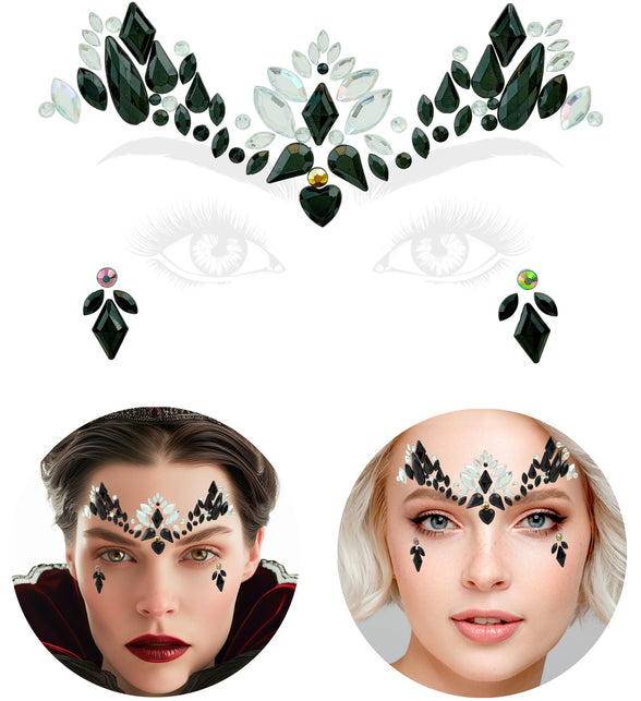 Gezichtsdecoratie gothic Lotte met plaatsingsvoorbeeld van boog en wangdelen