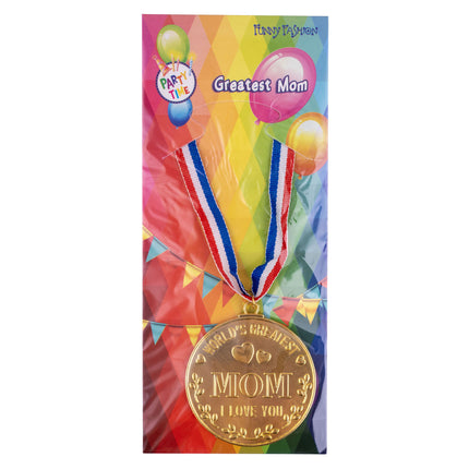 Gouden medaille World's Greatest Mom in kleurrijke verpakking van Funny Fashion
