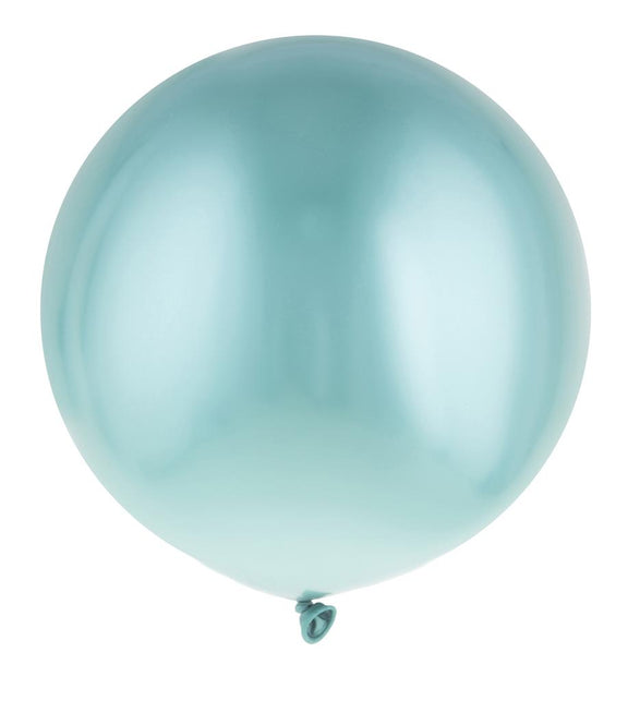 Groene chroomballon van latex met glanzende metaalachtige afwerking en dichtgeknoopte hals