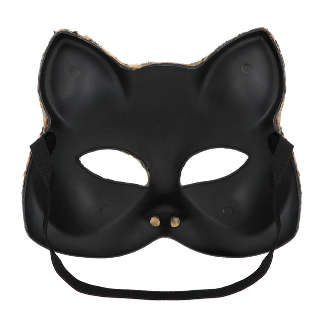 Halfmasker Feline binnenzijde: zwarte voorgevormde schaal met ruime oogopeningen