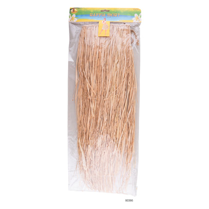Hawaii rok naturel in verpakking, raffiaslierten met gevlochten taillekoord, 80 x 70 cm