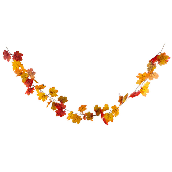 Herfst slinger van 200 cm met rode, oranje en gele esdoornbladeren aan een buigbare tak