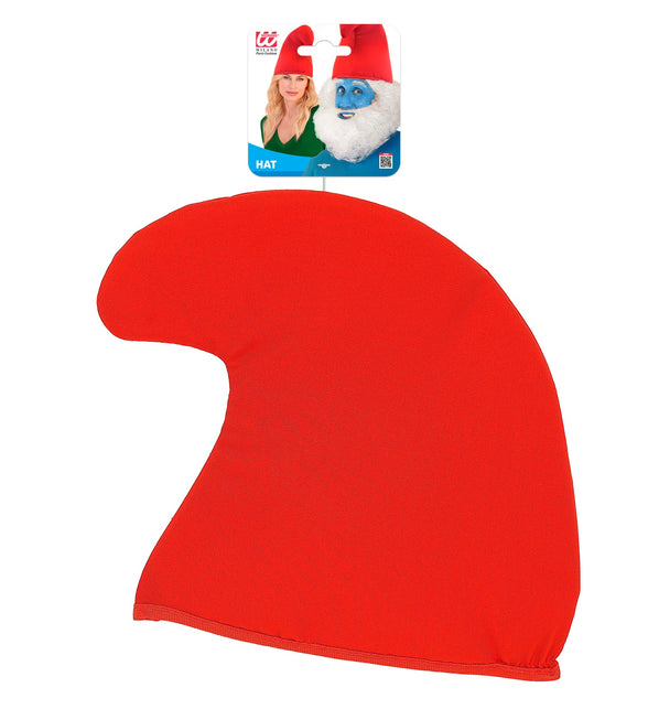 Hoed dwerg rood in verpakking met kaartje, rode puntmuts voor een verkleedfeest