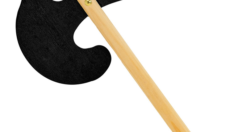 Houten strijdbijl met zwart bijlblad en blanke steel, 49 cm, voor jongens