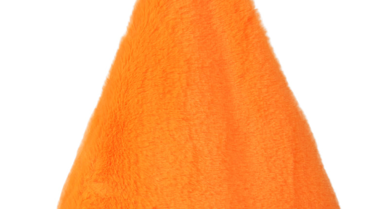 Kerstmuts pluche oranje met brede witte rand en witte pompon aan de punt, voor Koningsdag of kerst