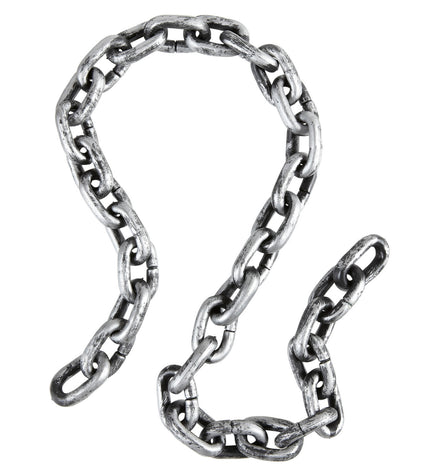 Ketting boeven geschakeld 150cm in zilvergrijs met zwarte schaduwen tussen de ovale schakels