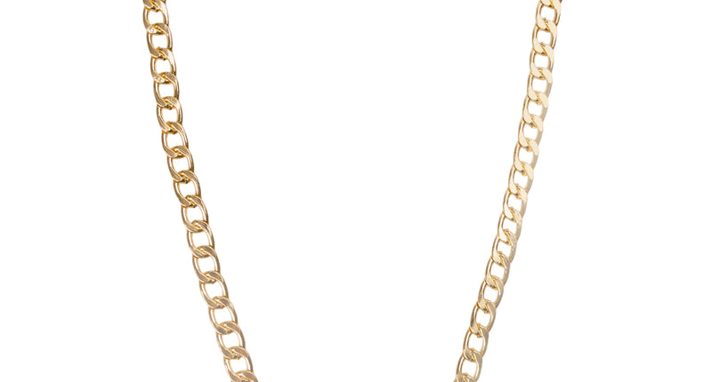 Ketting lippen met felroze kusmond hanger aan brede goudkleurige schakelketting