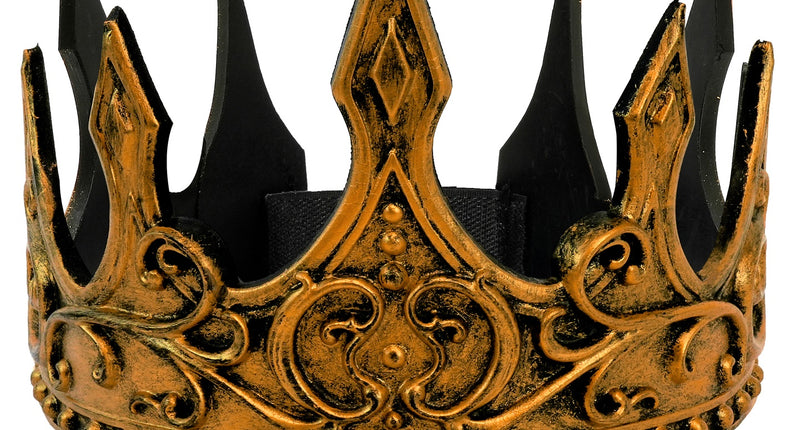 Kroon historisch goud met sierlijk reliëf, gouden en zwarte punten, vooraanzicht