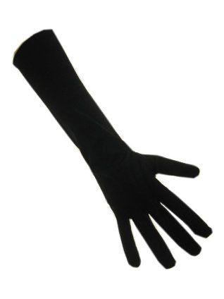 Lange zwarte handschoen met rechte bovenrand, voor een themafeest
