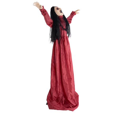 Levensgrote halloweenpop 157 cm met naar achteren gekanteld hoofd en gespreide armen