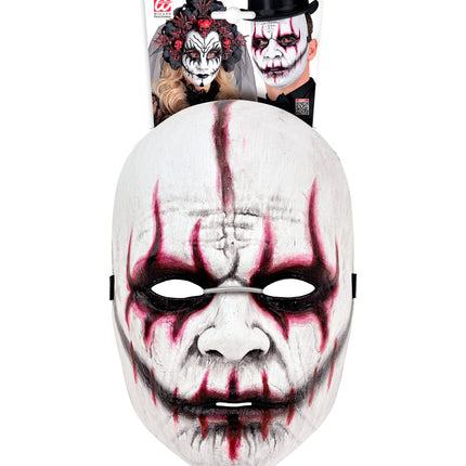Masker evil joker Lotte in verpakking, met zijbandjes en elastiek voor achter het hoofd