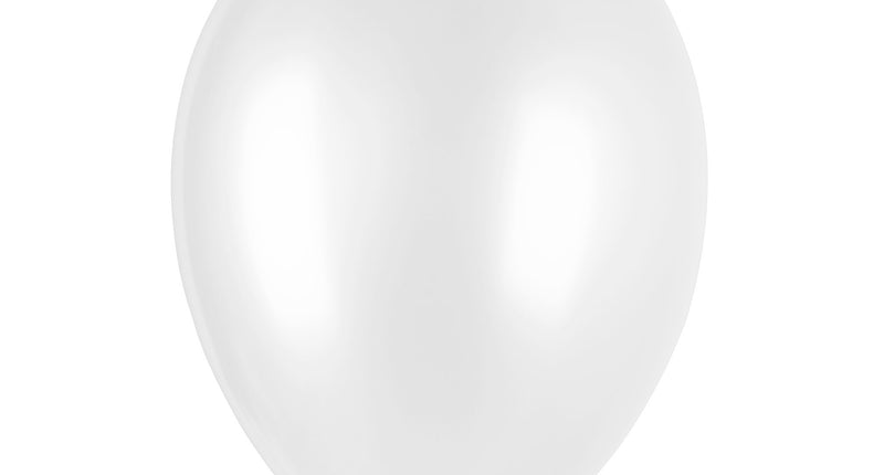 Metallic witte ballon opgeblazen met glanzende witte latexafwerking, ongeveer 30 cm