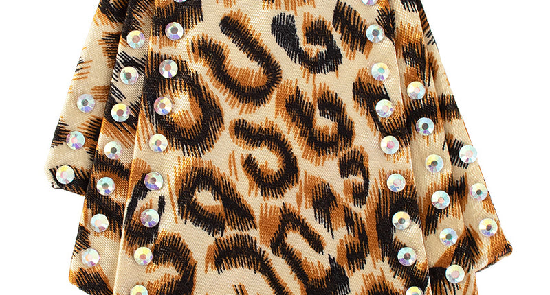 Mini stropdas panter met diamantjes, gelaagd model met rijen glinsterende steentjes langs de randen